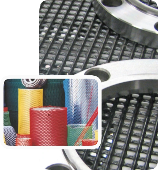 Industrial plastic net used in manufacturing processes for equipment support and filtration applications
