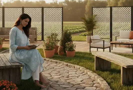 Indonet Lato Fence decorative outdoor lattice panels used in garden and seating areas