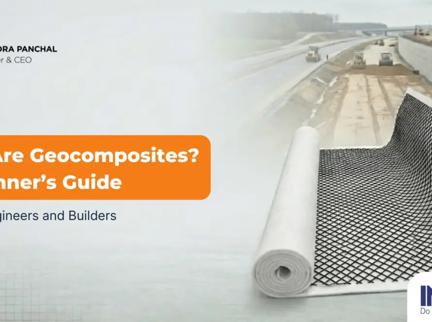 Geocomposite drainage layer installation in civil engineering construction project
