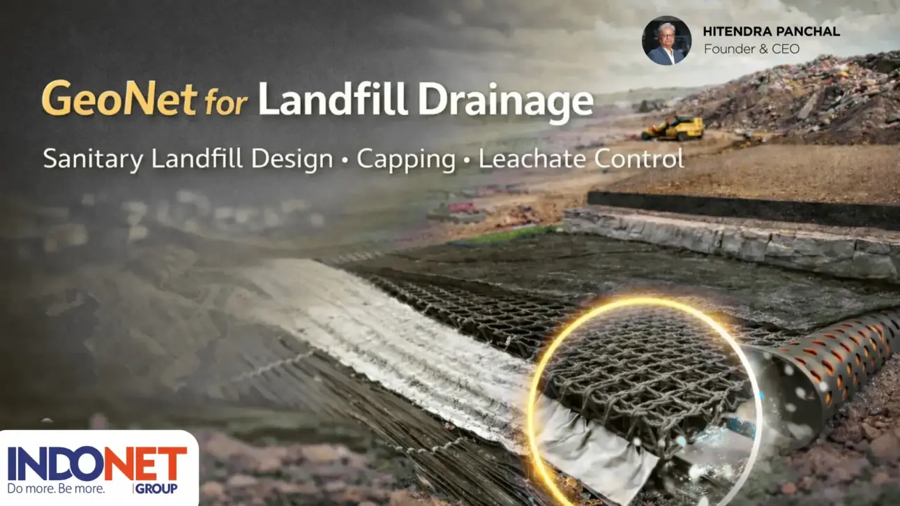 Geonet drainage layer in sanitary landfill design used for leachate control and landfill capping applications